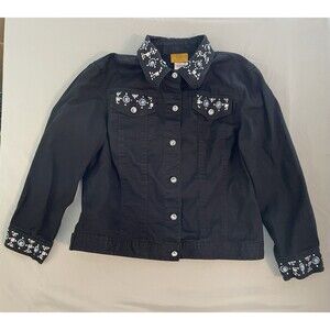 Ruby Rd Jacket Women’s Size 6 Black Beaded Embellished Trucker